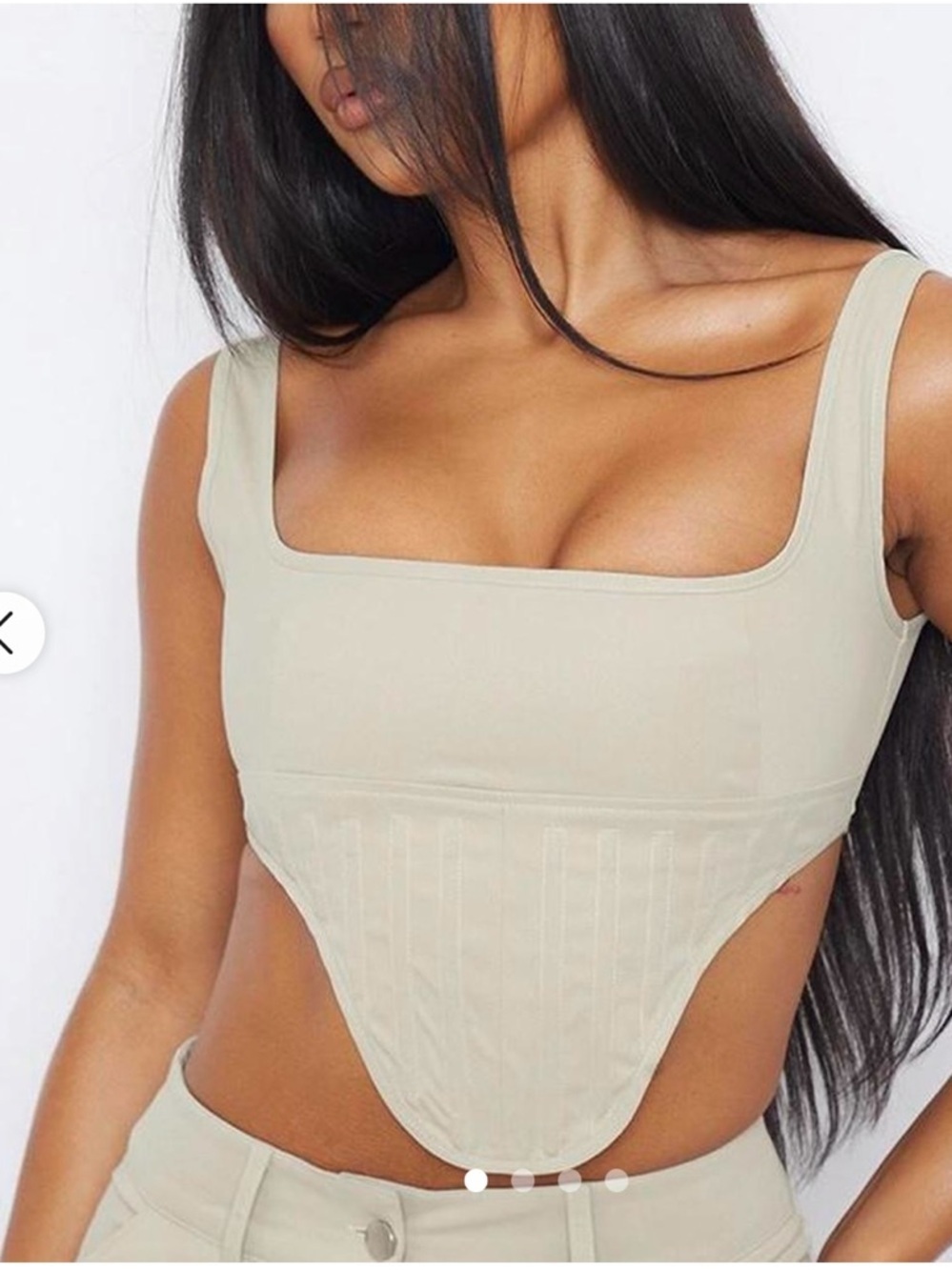 PrettyLittleThing Beige Sculpted Corset Crop Top